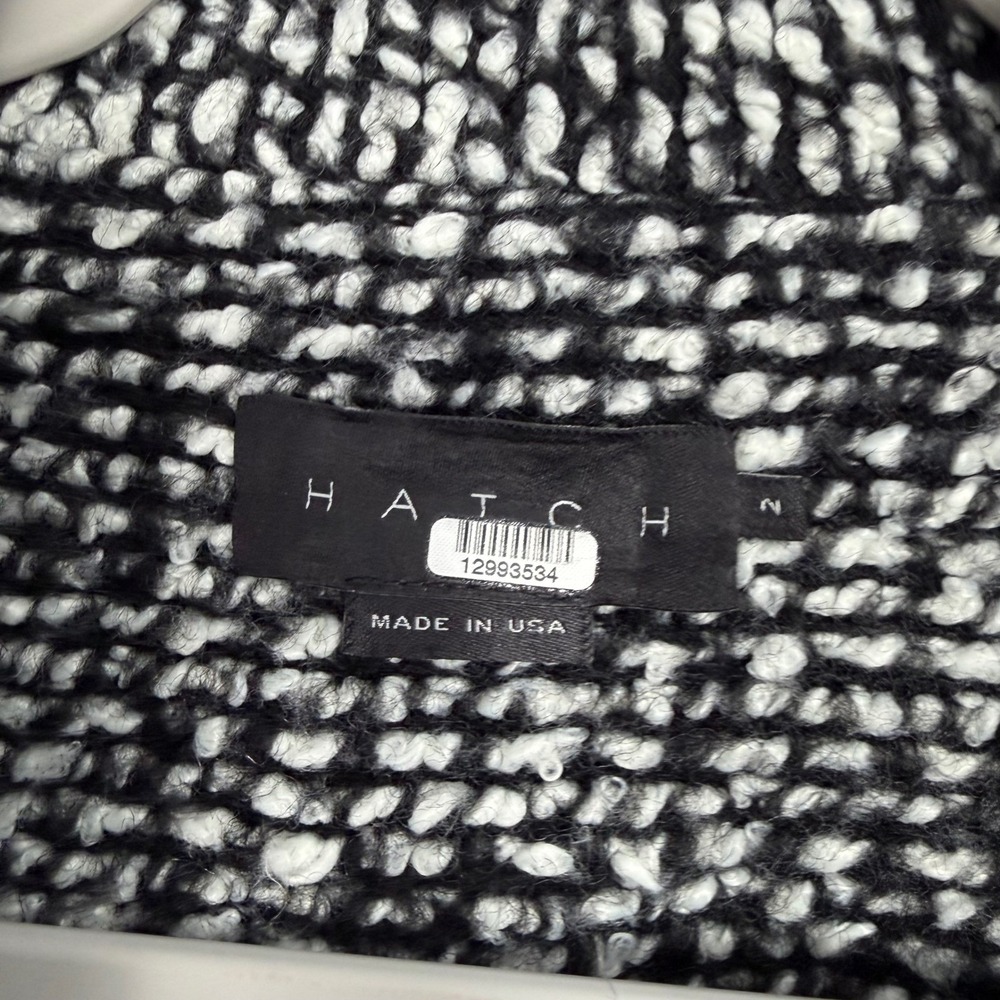 HATCH Black White Double Breasted Tweed Old Money Luxury Blazer Coat Size 2 - Picture 8 of 12